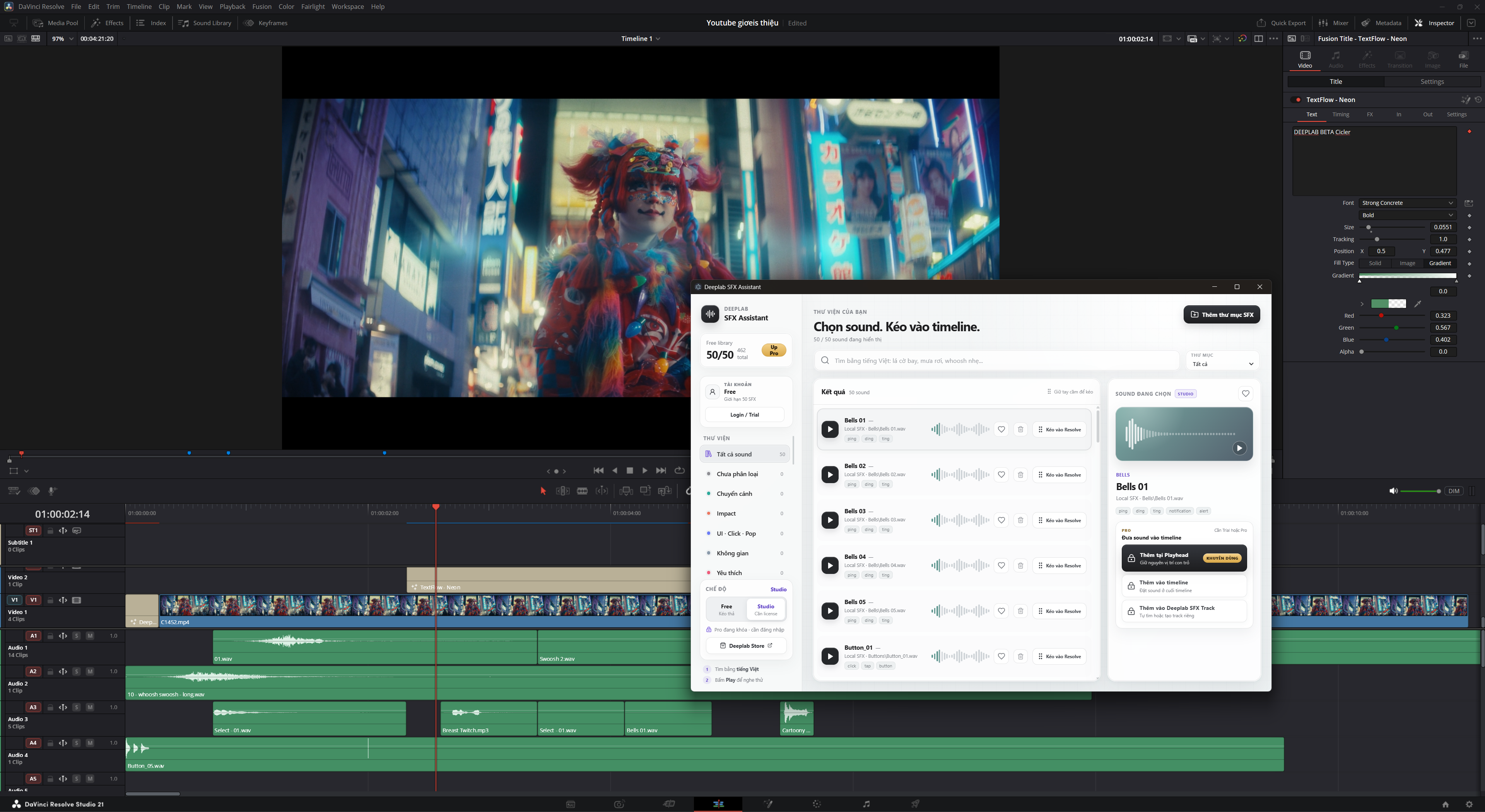 Deeplab SFX Assist chạy ngay trong DaVinci Resolve Studio qua Workflow Integration